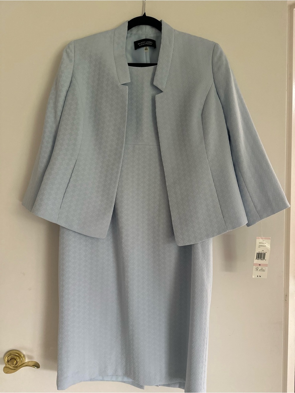 Black Label Light Blue Sheath Midi Dress with Matching Jacket